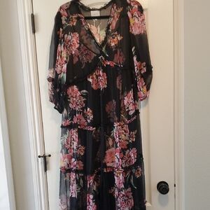 Johnny Was (Jade) Lizzy Silk Ruffle Maxi Dress